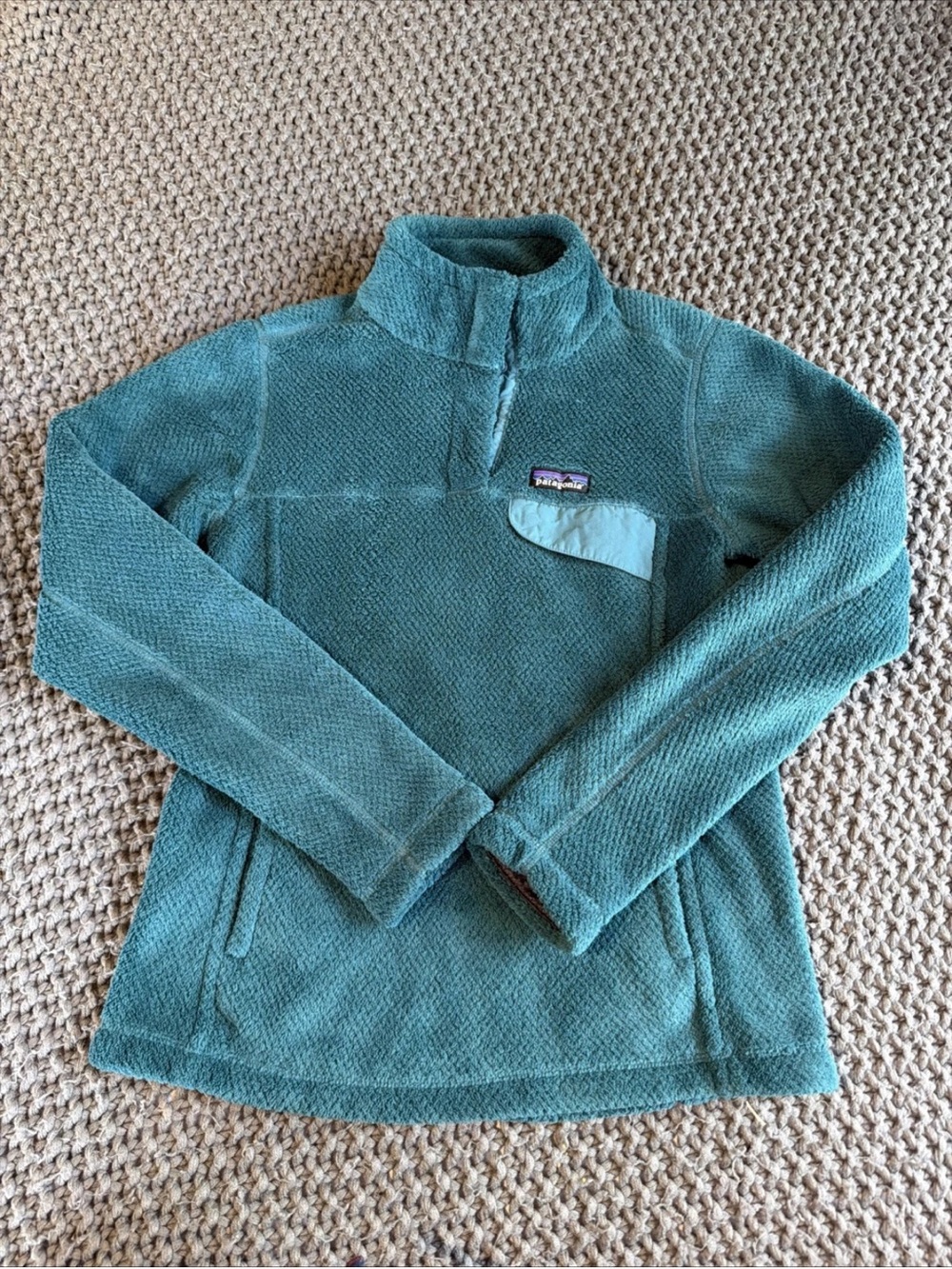 Patagonia Re-Tool Snap-T Teal Fleece Pullover Sweater Women Size S Warm Cozy - Picture 1 of 11